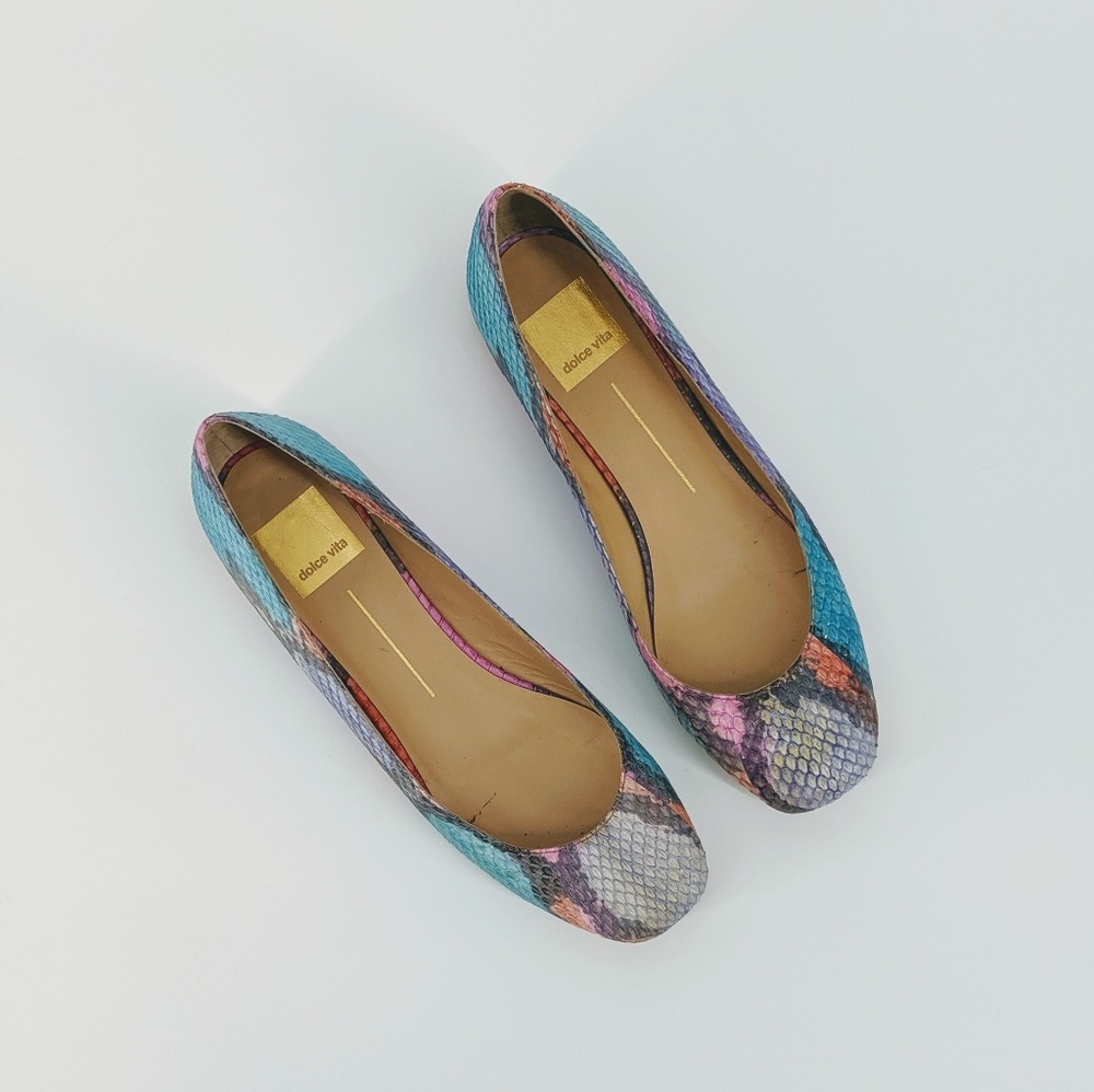 Dolce Vita Rainbow Colored Snake Print Flats